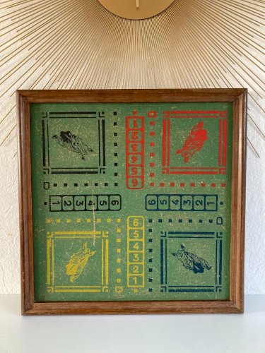 7⚜️ Ancien Grand Plateau de Jeu en Bois Jeu de Société Petits Chevaux Vintage