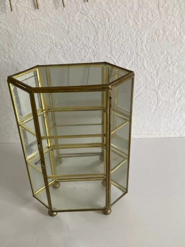 7 ⚜️ Ancienne Petite Vitrine Décoratif en Laiton Vintage