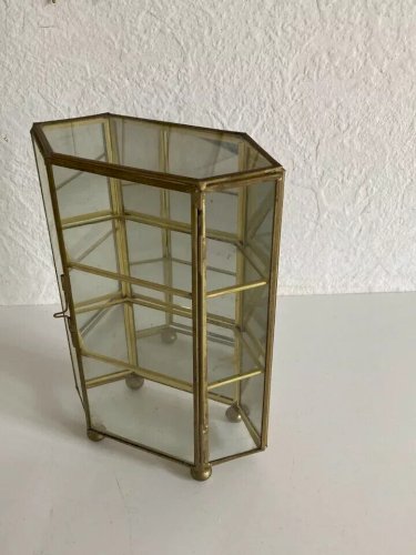 7 ⚜️ Ancienne Petite Vitrine Décoratif en Laiton Vintage