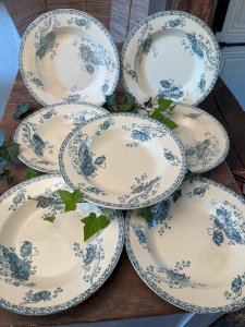 7 assiettes creuses U&C Sarreguemines modèle Royat