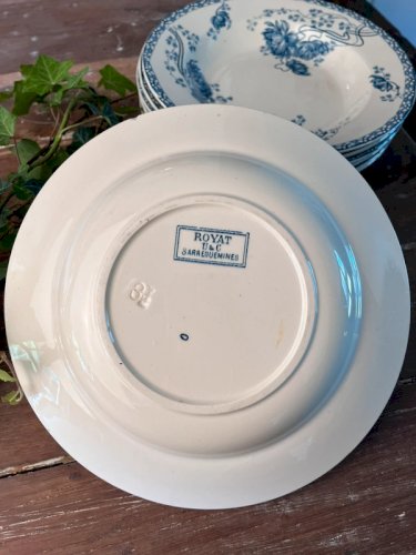 7 assiettes creuses U&C Sarreguemines modèle Royat