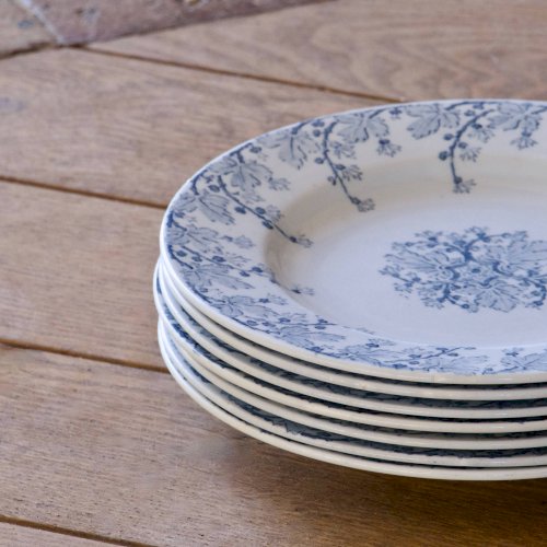 7 assiettes XIXe terre de fer signées KG Lunéville collection Neva