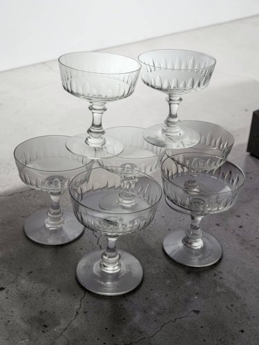 7 coupes à champagne en cristal 1950s