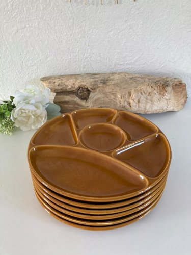 7⚜️ Ensemble 6 Assiettes à Raclette Ou Fondue Gien France Vintage Diamètre 23 Cm