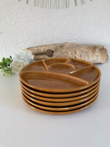 7⚜️ Ensemble 6 Assiettes à Raclette Ou Fondue Gien France Vintage Diamètre 23 Cm