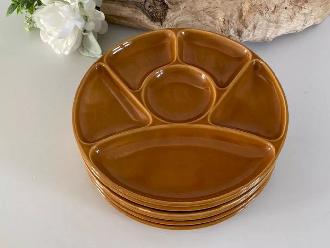 7⚜️ Ensemble 6 Assiettes à Raclette Ou Fondue Gien France Vintage Diamètre 23 Cm