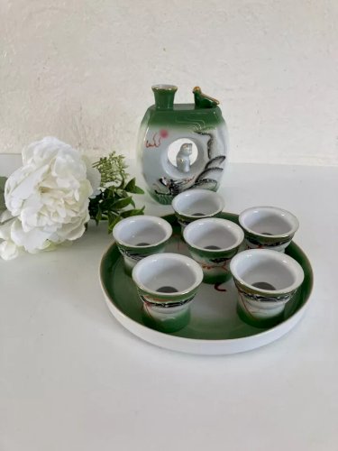 7 ⚜️ Ensemble Service à Saké 6 Verres Avec Flacon Érotique Chinois - Japonais