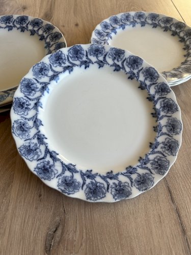 7 Rares assiettes anglaise vintage porcelaine Lonsdale Furnivals 1913 