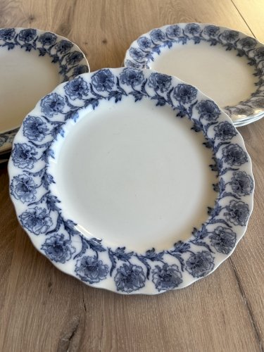 7 Rares assiettes anglaise vintage porcelaine Lonsdale Furnivals 1913 
