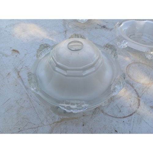 7 Tulipes en verre transparent et Opalin