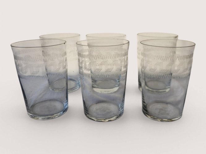 7 verres à eau décor à la grecque