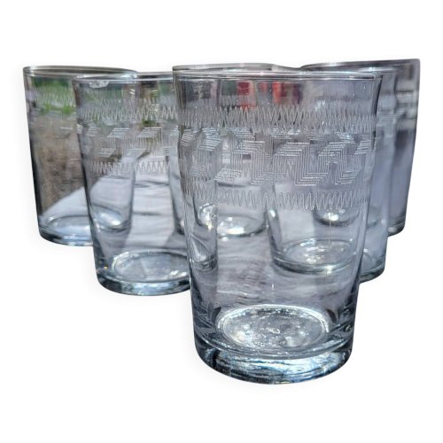 7 verres à eau décor à la grecque
