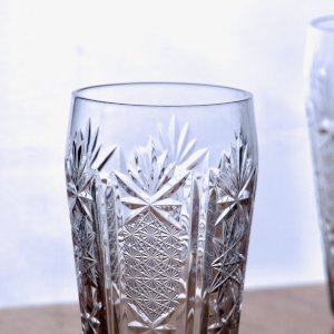 7 antique cut crystal highball glasses