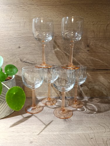 6 verres à vin pied côtelé rosaline de Luminarc | vintage