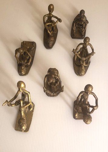 7 x Figurines africaines en laiton (bronzes de Bassam)