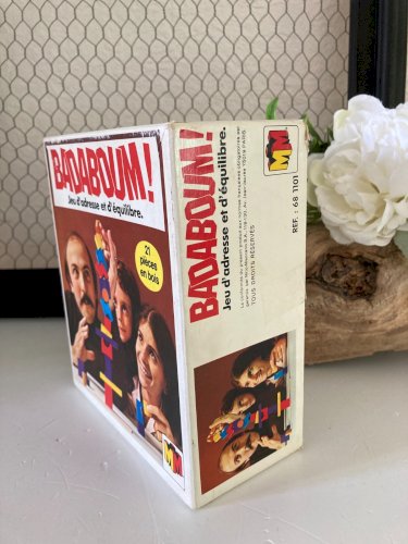 724⚜️ Ancien Jeu de Société D'adresse et d'équilibre Badaboum 19 Pièces