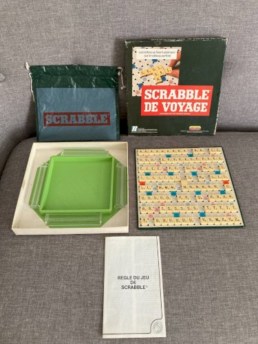 724⚜️ Ancien Jeu de Société et de Lettres Scrabble de Voyage Complet Vintage