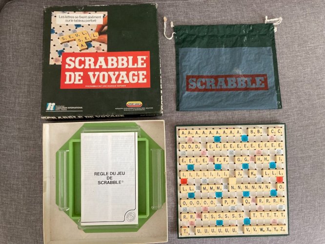 724⚜️ Ancien Jeu de Société et de Lettres Scrabble de Voyage Complet Vintage