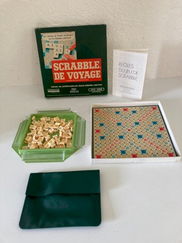724⚜️ Ancien Jeu de Société et de Lettres Scrabble de Voyage Complet Vintage