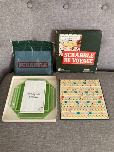 724⚜️ Ancien Jeu de Société et de Lettres Scrabble de Voyage Complet Vintage