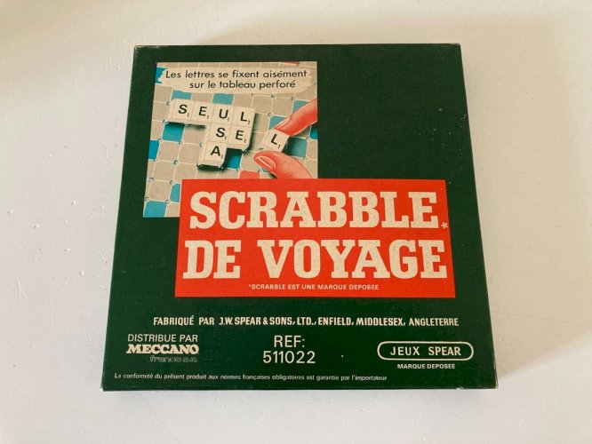 724⚜️ Ancien Jeu de Société et de Lettres Scrabble de Voyage Complet Vintage
