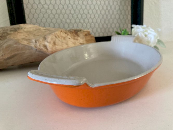 724⚜️ Ancien Plat Le Creuset France 28 en Fonte Émaillée Couleur Orange Vintage