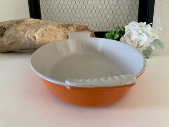 724⚜️ Ancien Plat Le Creuset France 28 en Fonte Émaillée Couleur Orange Vintage