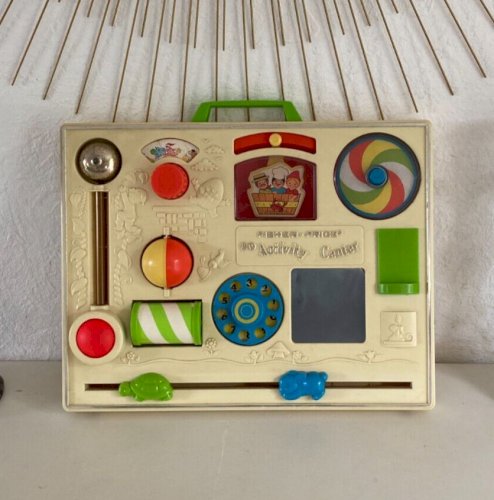 724⚜️ Ancien Tableau D'activité et D'éveil Fisher Price Vintage Authentique