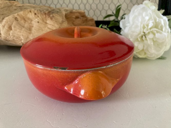724⚜️ Le Creuset Ancienne Petite Cocotte Orange Ronde Ø 14 Cm Vintage