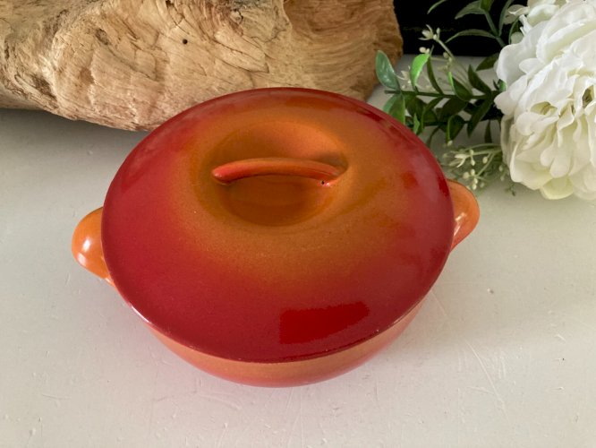 724⚜️ Le Creuset Ancienne Petite Cocotte Orange Ronde Ø 14 Cm Vintage