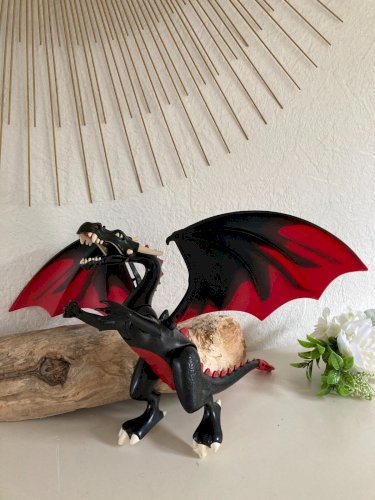 724⚜️ Playmobil Le Dragon Lumineux Réf 4838 Couleur Noir Fonctionne