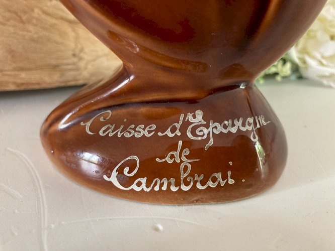 724⚜️ Tirelire Caisse D'épargne de Cambrai Écureuil en Céramique Hauteur 20 Cm