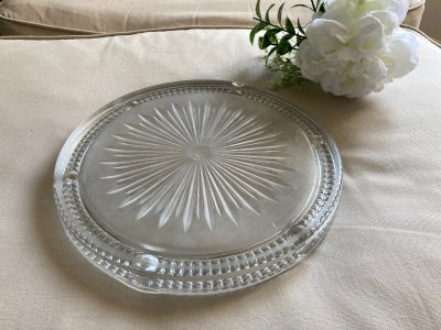 725⚜️ Ancien Dessous de Plat Ovale En Verre Déco Diamètre 23 Cm