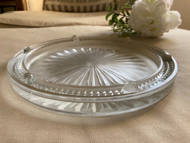 725⚜️ Ancien Dessous de Plat Ovale En Verre Déco Diamètre 23 Cm