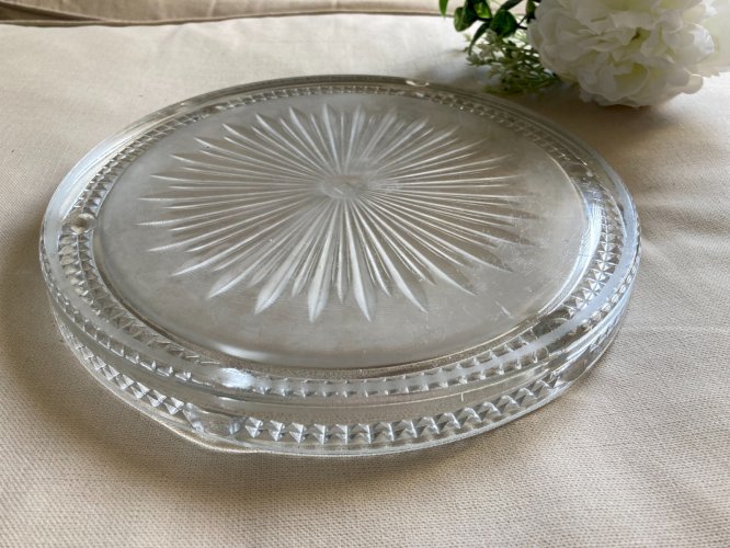 725⚜️ Ancien Dessous de Plat Ovale En Verre Déco Diamètre 23 Cm