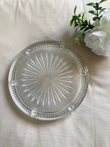 725⚜️ Ancien Dessous de Plat Ovale En Verre Déco Diamètre 23 Cm