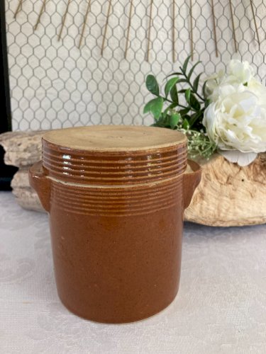 725⚜️ Ancien Petit Pot à Cornichon en Grés Made In France Hauteur 12 Cm