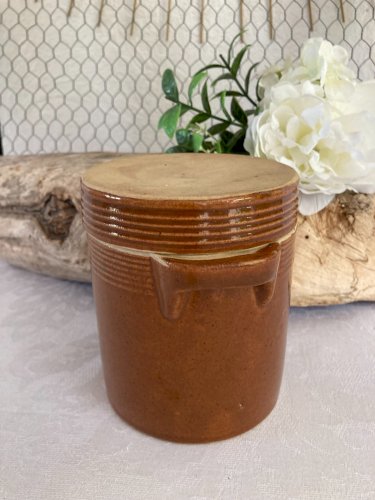 725⚜️ Ancien Petit Pot à Cornichon en Grés Made In France Hauteur 12 Cm