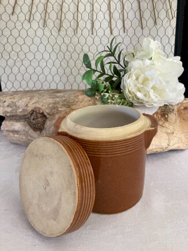 725⚜️ Ancien Petit Pot à Cornichon en Grés Made In France Hauteur 12 Cm