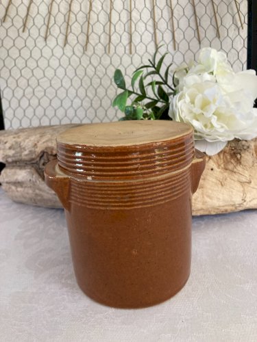725⚜️ Ancien Petit Pot à Cornichon en Grés Made In France Hauteur 12 Cm
