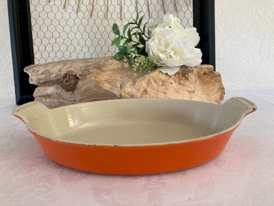 725⚜️ Vintage Orange Le Creuset Gratin Dish Length 24 Cm