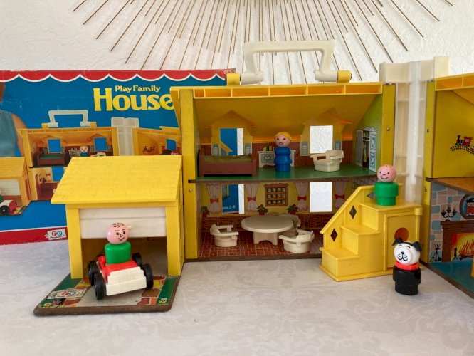 725⚜️ Jouet Ancienne Maison Jaune Fisher Price Réf 952 Année 1977 Vintage
