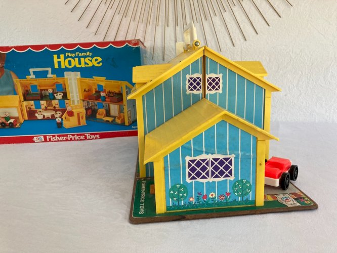 725⚜️ Jouet Ancienne Maison Jaune Fisher Price Réf 952 Année 1977 Vintage