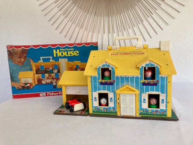 725⚜️ Jouet Ancienne Maison Jaune Fisher Price Réf 952 Année 1977 Vintage