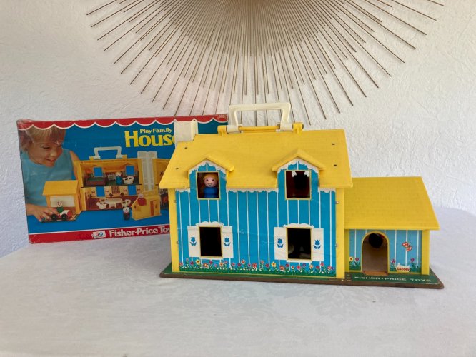 725⚜️ Jouet Ancienne Maison Jaune Fisher Price Réf 952 Année 1977 Vintage