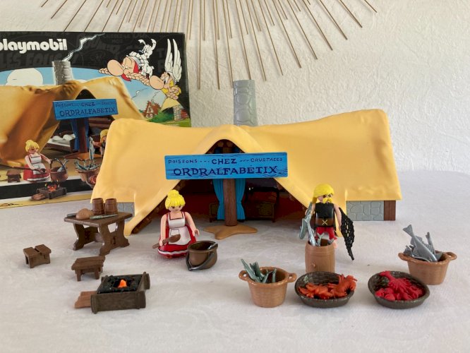 725⚜️ Playmobil Astérix La Hutte D'ordralfabetix Le Poissonnier 71266 Complet