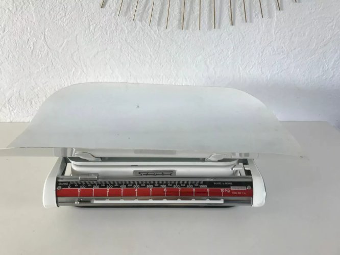 8 ⚜️  Ancienne Balance Bébé Stube + Plateau 10 Kg Vintage