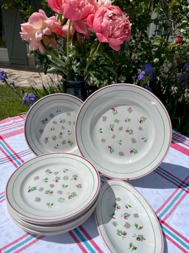 8 assiettes, 1 plat et 1 ravier KG Lunéville