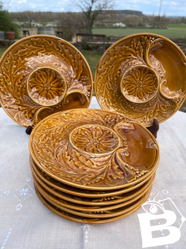 8 assiettes à artichaut en faïence de Gien 1960