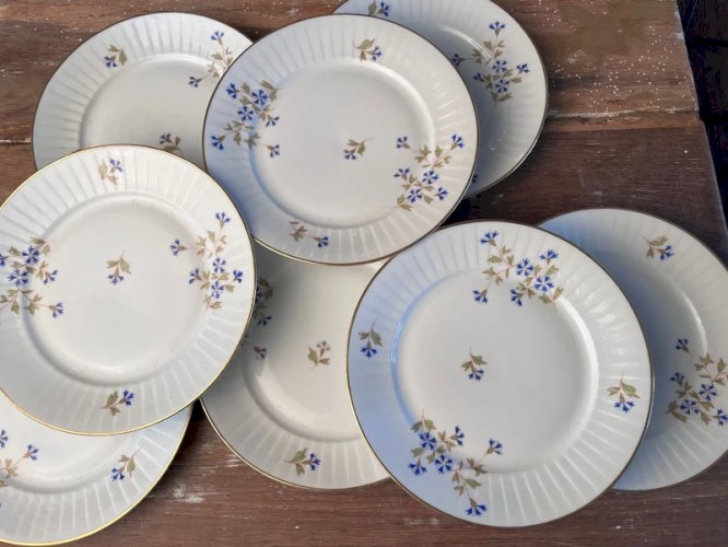 8 assiettes à dessert en porcelaine décor au barbeau